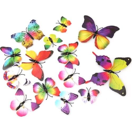 12PCs/Set DIY Wall Sticker 3D Simulated Magnet Butterfly Wall Stickers For Home Party Decoration Living Room Home DIY Decor