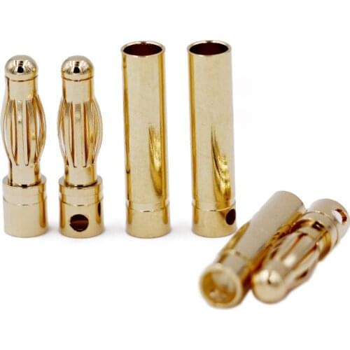 250 pair 4.0mm RC Connector Gold Banana Bullet Connector Plug for RC battery ESC Motor Hobby male female 20%Off