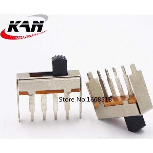 50Pcs SS-13H02 three-speed toggle switch 4-pin single row vertical 2 fixed feet 3-speed audio amplifier slide switch