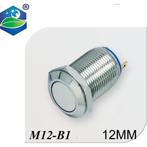 Car Start Automatic Reset 1pcs 12mm Momentary Flat Metal Push Button Switch