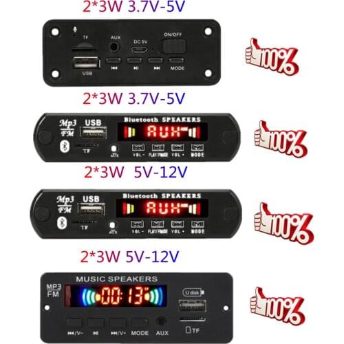 DC 5V/12V Bluetooth MP3 WMA Decoder Board Audio Module USB TF Radio Wireless FM Receiver MP3 Player 2 x 3W Amplifier For Car