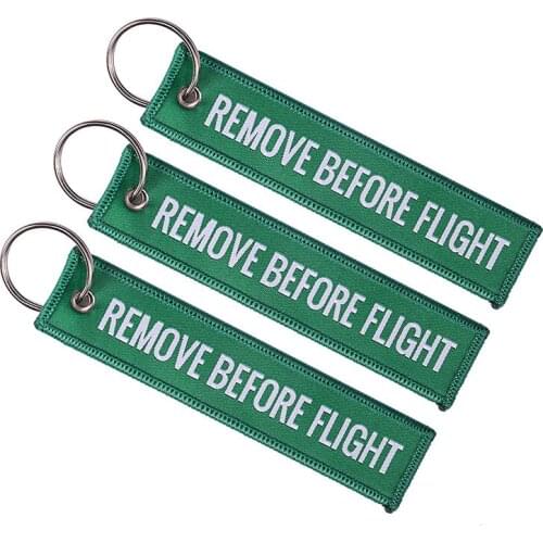 1 Piece Fashion Remove Before Flight Tags Keychain Keyring Rectangle Polyester Embroidery Message Multicolor 13*3CM