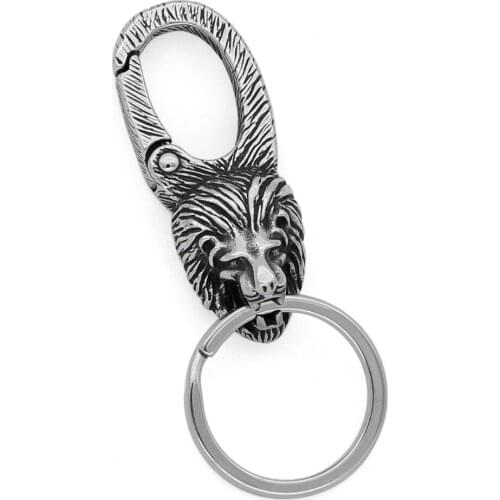 VikingCeltic 316L stainless steel lion animal keychain