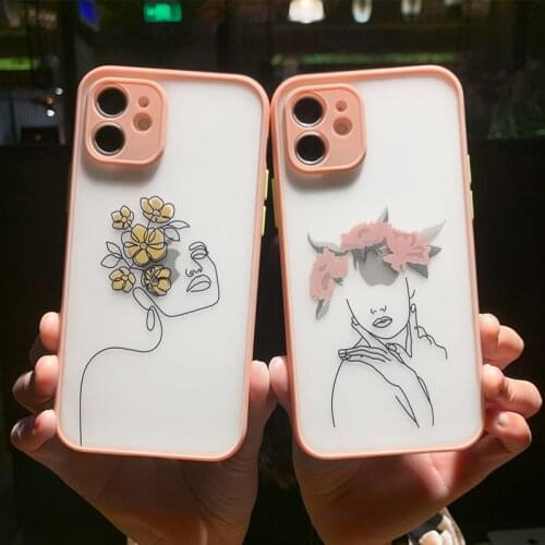 Ottwn Abstract Art Flowers Phone Case For iPhone 12 Pro 11 Pro Max X XR XS Max 7 8 Plus SE 2020 Clear Matte Hard PC Back Cover