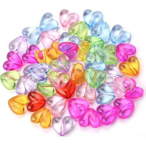 IYOE 30pcs/Lot 16x17mm Big Size Heart Acrylic Beads Transparent Spacer Beads For Making Bracelet Necklace Pendant