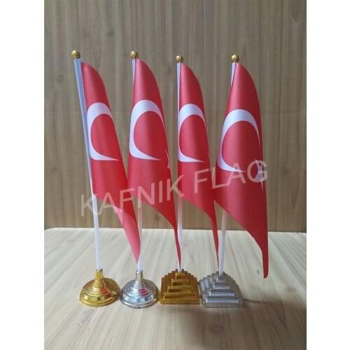 KAFNIK,5/10pcs a lot Turkey table desk flag banner 14*21cm flag /Plastic flags or suction cups for your choice free shipping