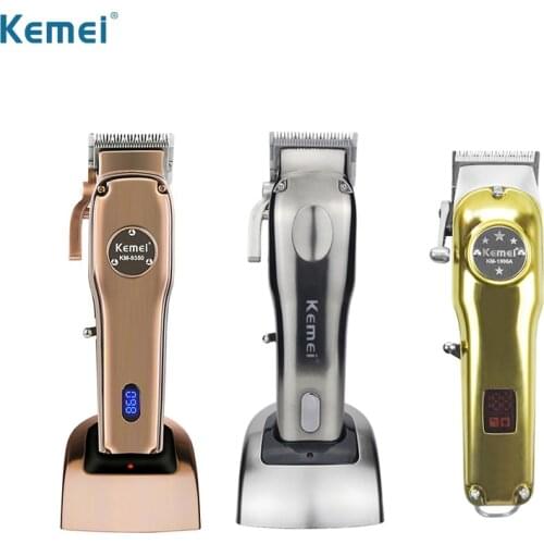 Kemei Retro Metal Cordless Clippers Barber Cordless Professional Hair Cutting Machine Shaving Golden/Silver Beard Trimmer