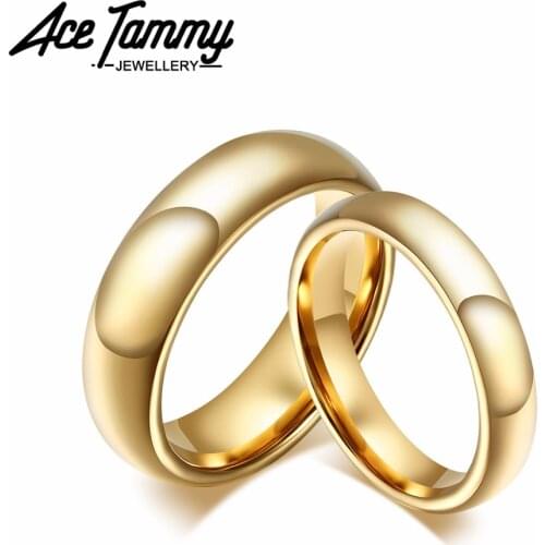 2/3/4/6/8MM Classic IP Gold Plating Wedding Engagement Ring Laser Logo Couple Tungsten Ring for Anniversary Party Gifts