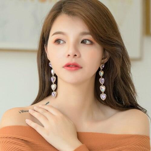 Kpop TWICE Korean New Fashion elegant lady Earrings Wild Chain Crystal Earrings Pendant Women wedding temperament Jewelry gift