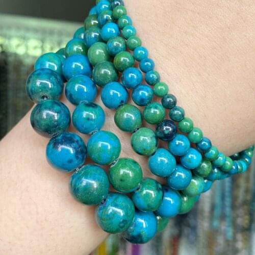 Round Chrysocolla Loose Spacer Beads Natural Stone Beads For Jewelry Making Diy Bracelet Necklace Accessories 4 6 8 10 12mm 15