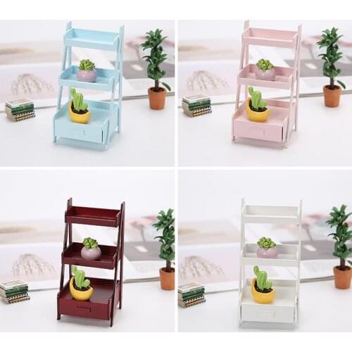 Hot Sale!1/12 Dollhouse Miniature Mini Wooden Flower Stand Doll Accessories Toy Model Kitchen Garden Storage Rack Kids Gift