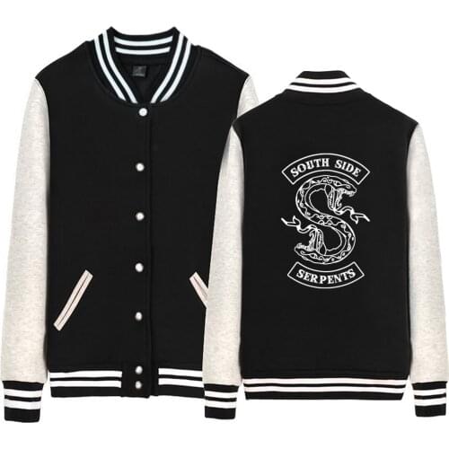 South side serpents riverdale hot tv show pops chock'lit shoppe Man jacket Boy Coat Single breasted Baseball Fleece Winter