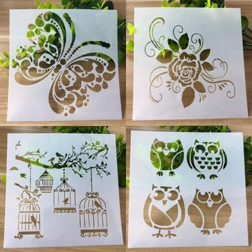 2pc Openwork Butterfly Flower Stencils Diy Decorative Scrapbooking Photo Album Bullet Journal Office School Supplies Reusable