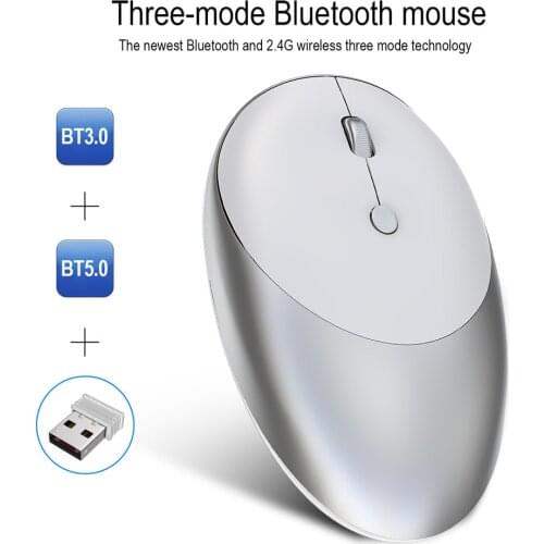 New Bluetooth 5.0/3.0 Wireless Mouse Three Mode USB Rechargeable Mouse Silent 2.4G wireless Mice for Laptop Mac Ultra-Thin Mouse