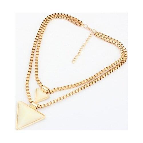 2015 new fashion trendy triangular geometry double necklace Women Big Choker necklace Statement Necklaces Long Collar Fashion