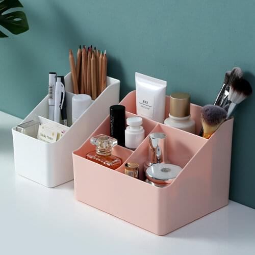 Plastic Desktop Sundries Storage Makeup Organizer Cosmetic Makeup Brush Storage Case Home Office Bathroom Storage Box