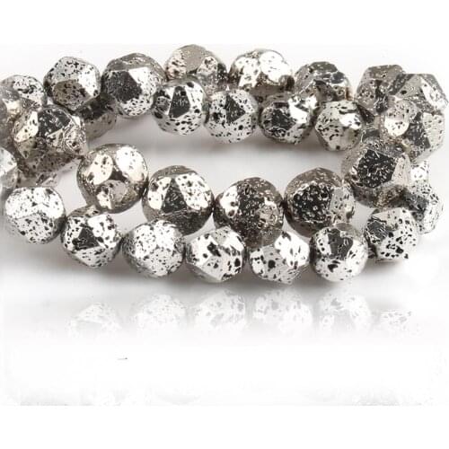 Natural Faceted Volcanic Rock White K Lava Hematite Loose Spacer Stone Beads For Jewelry Making Diy Energy Bracelets 15"Inches