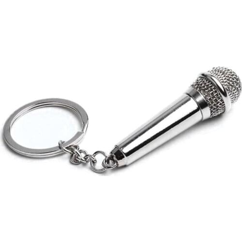 Silver Microphone Singer Rapper Music Lover Pendant Keychain Music Jewelry Gifts