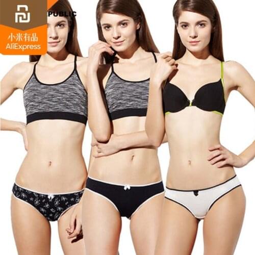 3pcs xiaomi mijia ladies underwear cotton Japanese and Korean low waist sexy thin lace side youth student girls pants