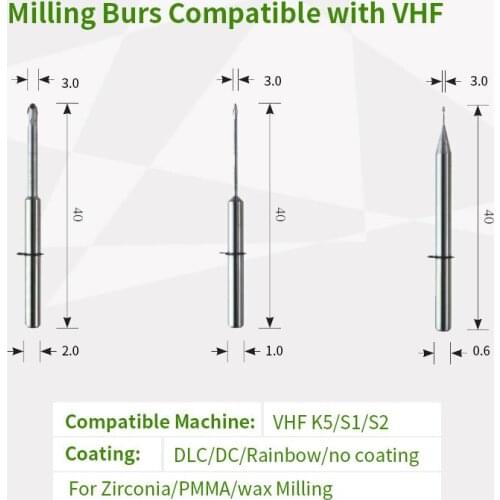 VHF CADCAM Compatible Disilicate Lithium EMAX Milling Burs for Dental Lab Using