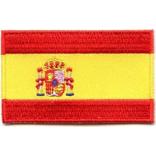 Embroidered Spain Flag Patches Clothing Tag Maker Custom Woven Clothing Labels Flat Broder & Iron On Back Accept Custom MOQ50pcs