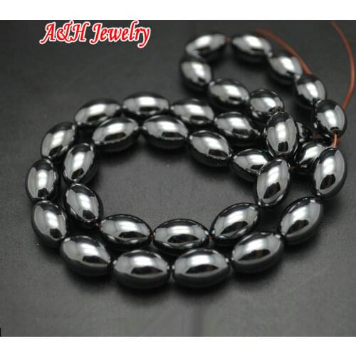 High Quality 8x16mm Natural Black Hematite Oval Shape Beads For Bracelets & Necklace Making Materials 5pc/lot