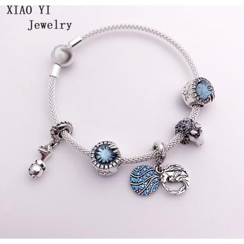 XIAOYI jewelry 100% s925 11 new blue retro Christmas jewel beaded bracelet gift for women beautiful gentle party