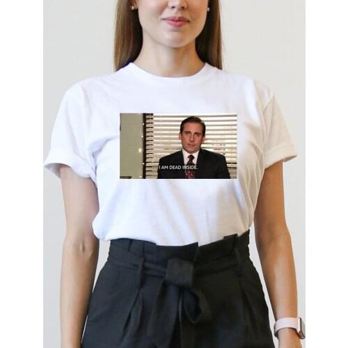 I Am Dead Inside Quotes Funny t-shirt The Office Michael Scott T-Shirt Unisex Tumblr Grunge Fashion White Tee Female T-shirt