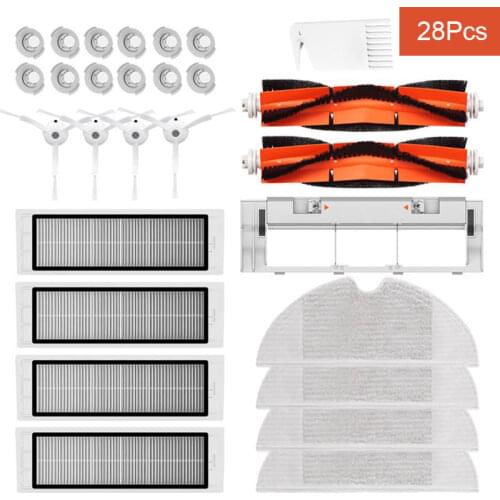 28PCS Main Brush Side Brush HEPA Filter Mops for Xiaomi 1S Rock S6 S5 S60 S5 S50 S55 E25 E35 Vacuum Cleaner Parts Accessories