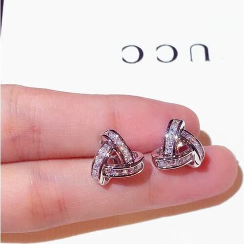Exquisite design Iced Out Cycle Buckle Earring for Women Top Quality Bling AAA Zircon Stud Earring Wedding Anniversary Jewelry