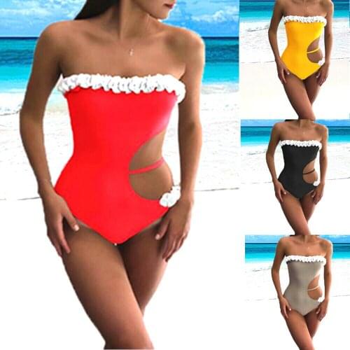 Women Sexy One-Piece Strapless Bandeau Monokini Swimsuit Ladies Push Up Bathing Bikini Beachwear Biquini Bodysuit Clothing