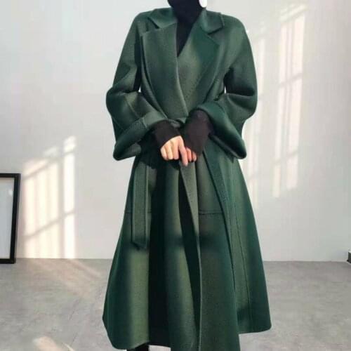 Elegant 100% Wool Coat Female Long Vintage Woolen Jacket Women Korean Fashion Ladies Blend Coats Manteau Femme Hiver 2020 056