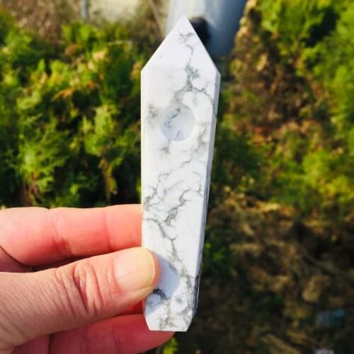 1PCS Natural Hand Carved High Quality Tobacco Pipes howlite Stone Crystal Quartz Smoking Pipes For Gift