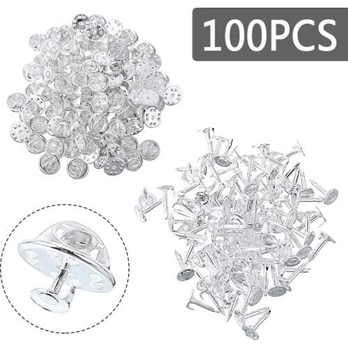 100x Silver Metal Brooch Base Holder Pins Badge Holder 11mm Mini Brooch Base Button Brooch For DIY jewelry Button Badge Parts