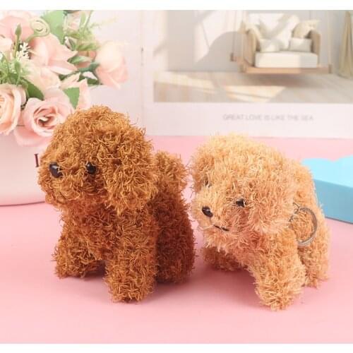 12cm Super Cute Simulation Dog Poodle Plush Toys Animal Suffed Doll Key Chain Ring Pendant Toy