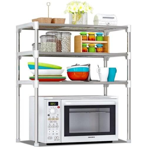 2-Tier/3-Tier Microwave Shelf Rack Kitchen Shelf Spice Organizer Kitchen Storage Rack Bathroom Organizer Shelf Book Shoes Shelve