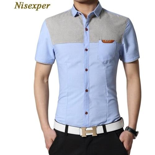 2020 New Men Fashion Short Sleeved Shirt Slim Fit Male Cotton Business Shirt Brand Clothing Comfortable Plus Size 5XL