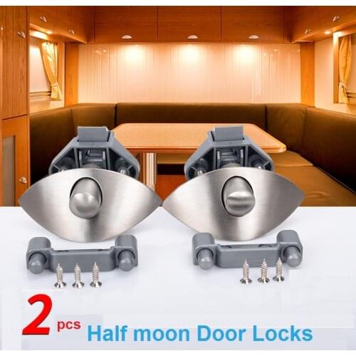 2xZinc Alloy Half Moon Handle Push Lock Latch Knob Caravan RV Cupboard/Drawer Camper Kitchen Cabinet Door Locks Hardware Patrs