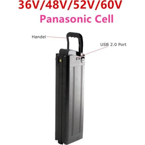 36V 48v 60v 10ah 13.6ah 17ah 20ah 21ah for Panasonic cell bottom discharge Silver Fish Electric bicycle Battery Pack with 5V USB