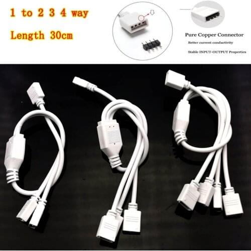 4 Pin RGB Connector Cable 1 to 2 3 4 Ports LED extension Splitter Cable wire For RGB LED Strip with 4 Pin Plugs
