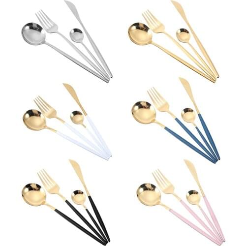 4Pcs Steel Dinnerware Set For Home Kitchen Supplies Fork Spoon Cutlery Dinnerware Set Kitchen Tools Durable