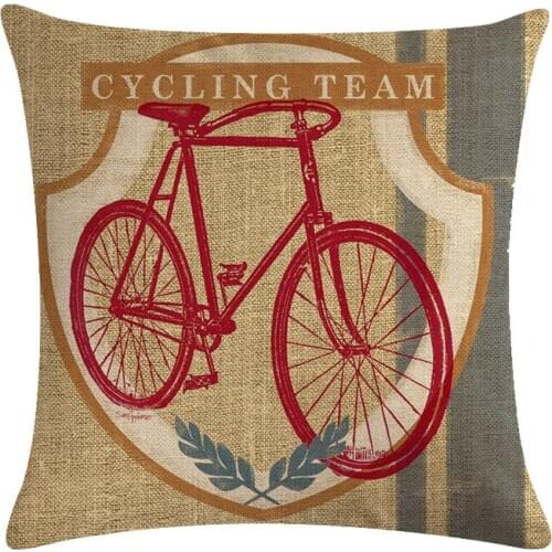 45x45cm Cushion Cover Cotton Linen Throw Pillow Cover Vintage Bike Retro Bicycle Decorative Pillow Cover For Sofa