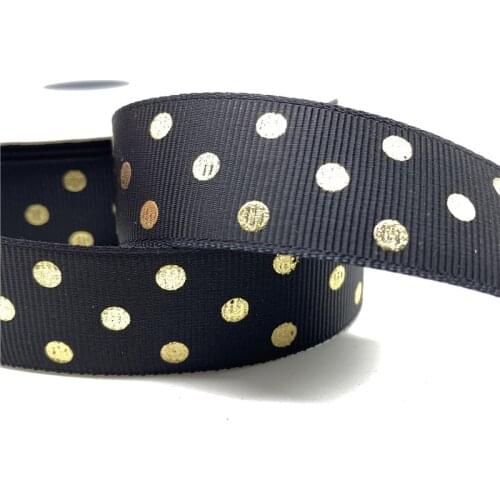 5yards 25mm 1" Grosgrain Ribbon Printed Spot Pattern for Christmas Wedding Decoration DIY Sewing Handmand Craft Accessories #02