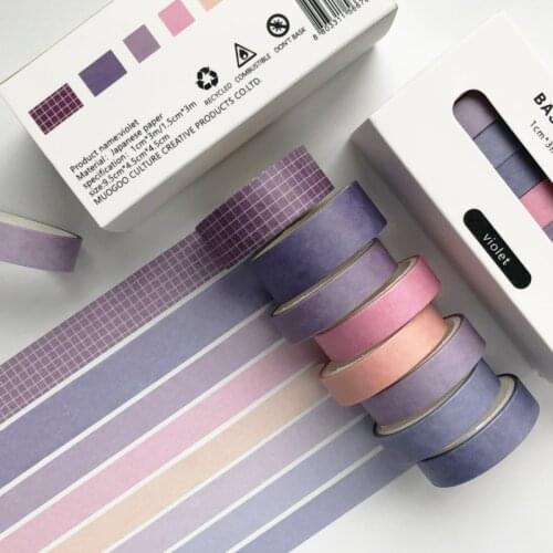 8 Pcs/Box Basic Decoration Washi Tape Diy Scrapbooking Stick Journal Planners Stickers Masking Tape School Office Supply