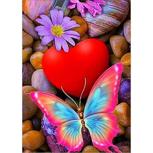 Diamond Painting Drill Red Heart Love Butterfly 5D Daimond Painting Embroidery Cross Stitch