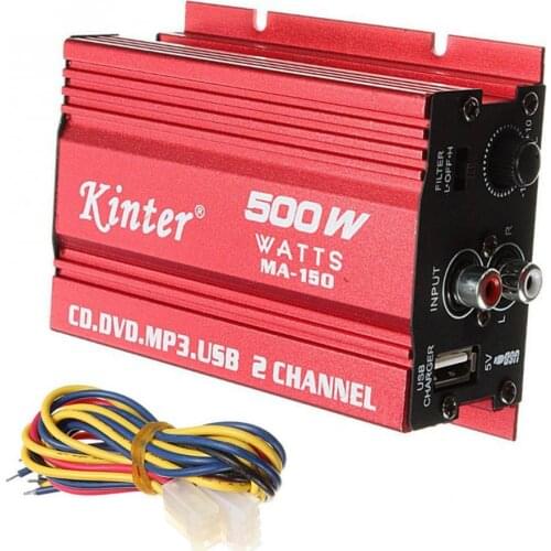 Car Amplifiers 500W MA-150 DC9-14V 2-CH Mini Hi-Fi Stereo Audio Amplifier Amp Subwoofer for Car Motorcycle