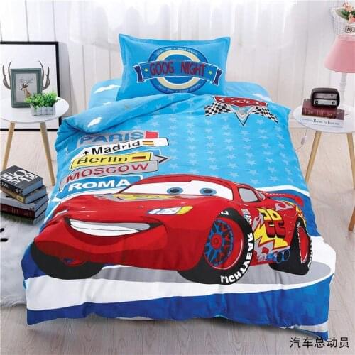 Lightning mcqueen car bedding set twin size duvet cover for kids bedroom decor cotton bed sheet home textile single children boy
