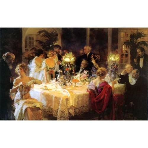 Free shipping classical court figure nobility dinner oil painting canvas printings on canvas wall art decoration picture
