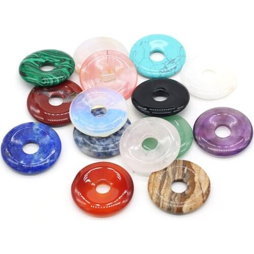 New Fashion Natural Agates Beads Donuts Malachite Opal Turquoises Big Hole Bead DIY Earring Necklace Bracelet Jewelry Making 1PC