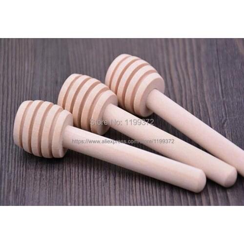 2000pcs Wooden Wood Jam Sauce Syrup Honey Dipper Dip Jar Dispenser Stirring Spoon Rod Stick Wedding Party Gift Tool
